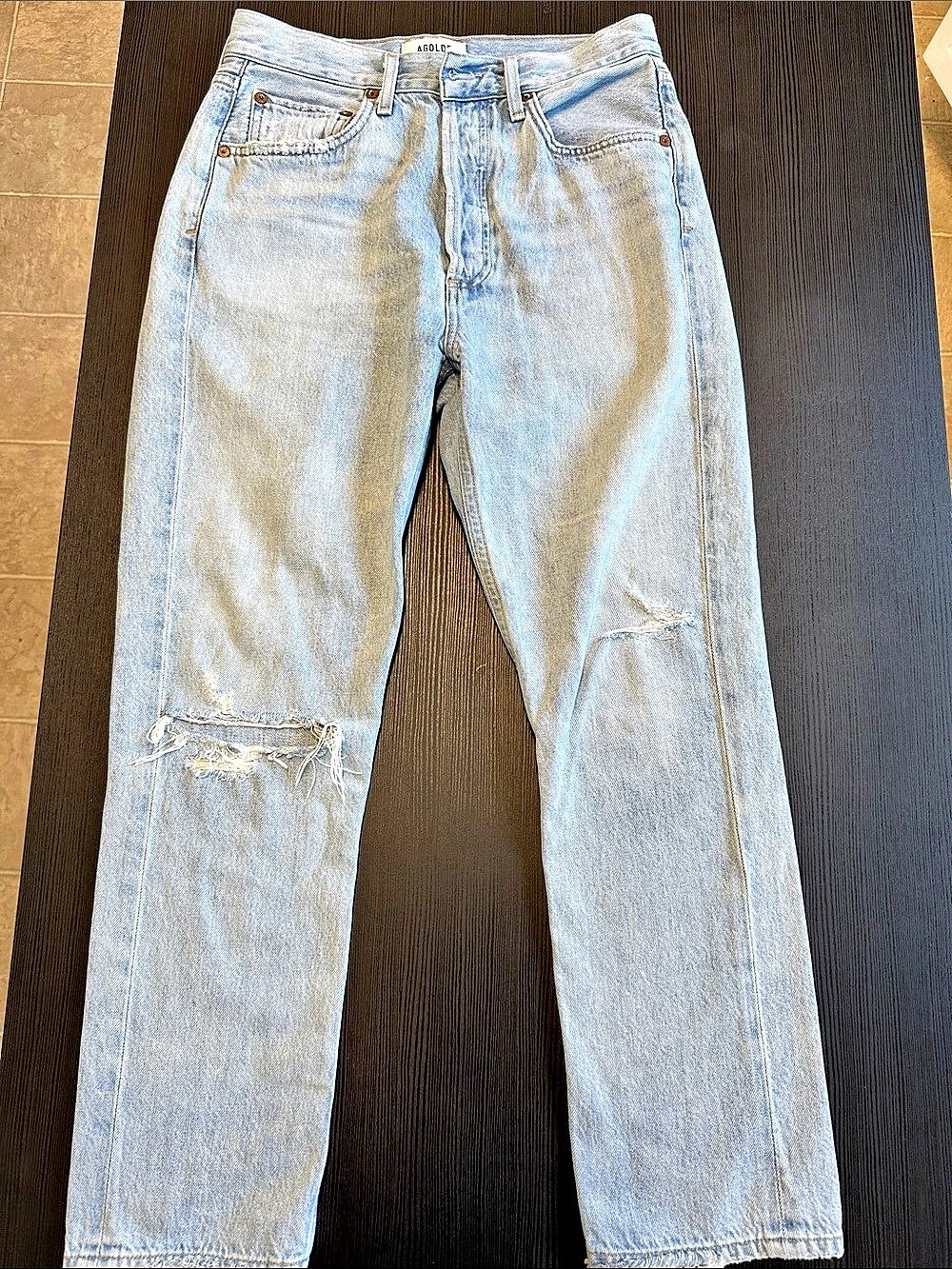 AGOLDE 90's Jean Straight Leg Distressed Jeans Blue Waist 26